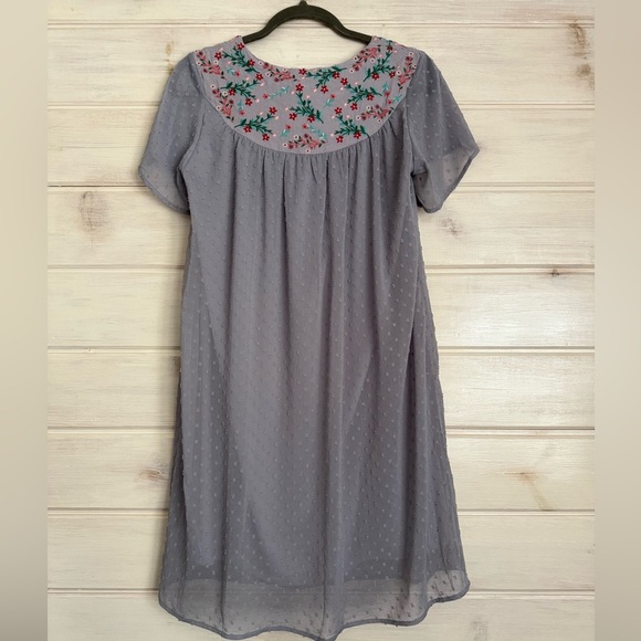 Savanna Jane Dress Size S Gray Colorful Floral Embroidered Holiday Thanksgiving - Picture 5 of 9